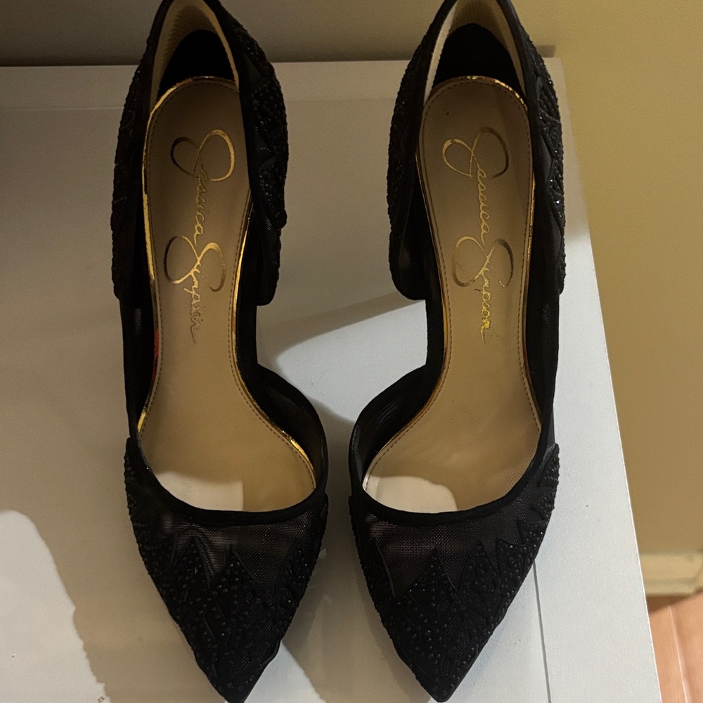 Jessica Simpson Black Mesh Heels